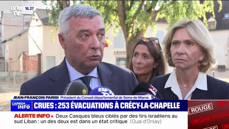 Crues: "Vous imaginez le traumatisme chez les gens", déclare Jean-François Parigi, président du département de Seine-et-Marne, à Crécy-la-Chapelle