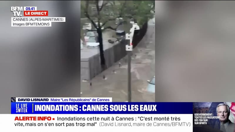 David Lisnard (maire LR de Cannes), sur les inondations: "La montée a pu atteindre 80 cm dans les points bas"