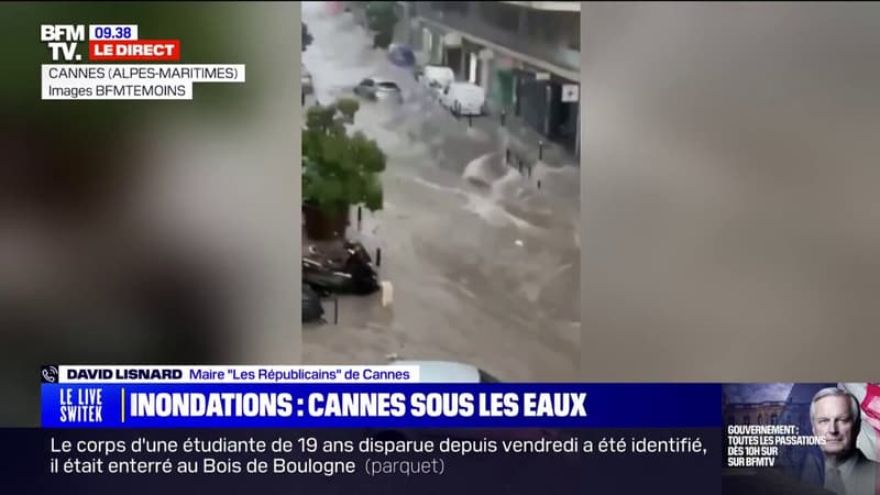 David Lisnard (maire LR de Cannes), sur les inondations: "On a reçu l'alerte de l'État une heure après l'orage (...) mais on ne s'en sort pas trop mal"