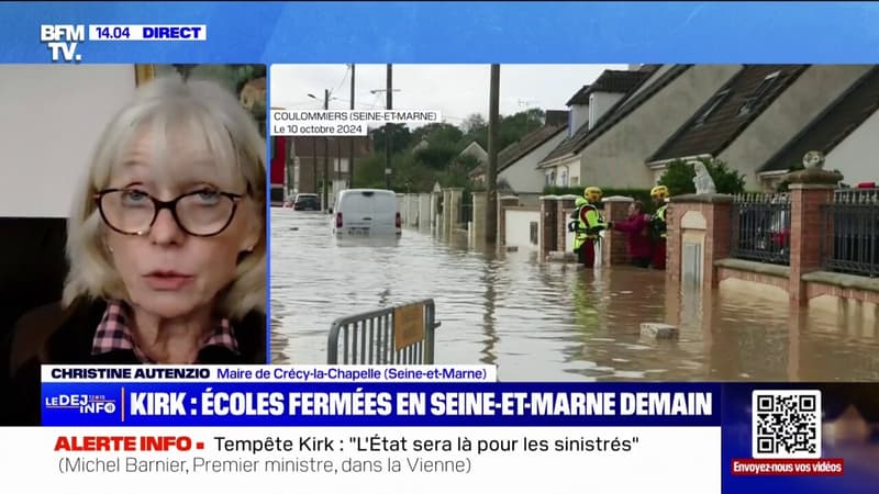 Dépression Kirk: la maire de Crécy-la-Chappelle, en Seine-et-Marne, annonce la fermeture des écoles vendredi