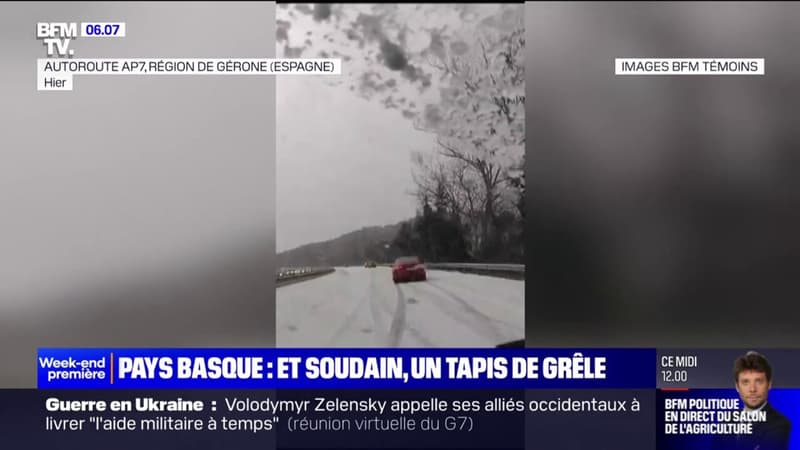 Les images du Pays Basque recouvert d'un tapis blanc après un déluge de grêle