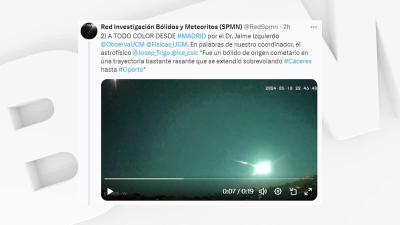 Météorite, boule de feu? Une lumière bleue aperçue dans le ciel entre l'Espagne et le Portugal