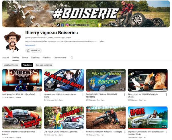 Sur Youtube, le compte "thierry vigneau Boiserie" compte en août 2024 un peu plus de 1,69 million d'abonnés.