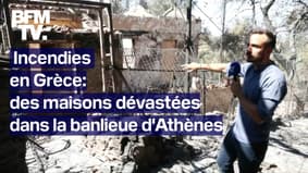 Incendies en Grèce: les images des maisons dévastées dans la banlieue d'Athènes