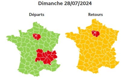 La journée de dimanche est classée orange dans le sens des retours par Bison Futé, mais restera rouge en Ile-de-France.