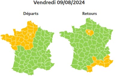 Des perturbations locales sont attendues, dans un large quart nord-ouest pour les départs, en Ile-de-France et sur la Côte d'Azur.