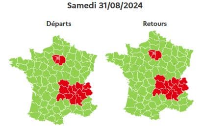 La journée de samedi est classée rouge en Ile-de-France et en Auvergne-Rhône-Alpes.