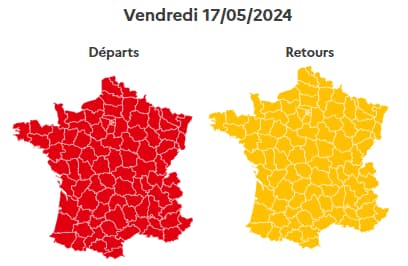 La journée de vendredi est classée rouge par Bison Futé dans les sens des départs, orange dans le sens des retours.